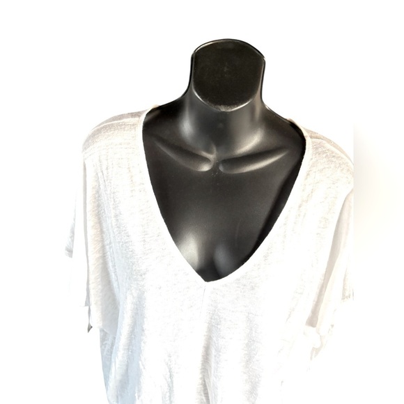 H&M women’s linen V neck lightweight beachy top ties at sleeve sz small preloved - Picture 3 of 6